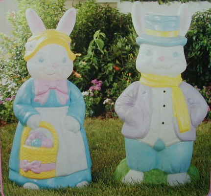 34inch Mr & Mrs Rabbit - Illuminated Easter Decoration's by General Foam Plastics Corp- Item Number GFE 55670